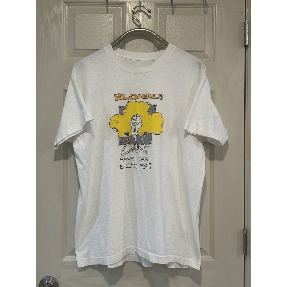 Vintage Summit Corp Blondes Have Hair To Dye For Graphic T-Shirt White Large